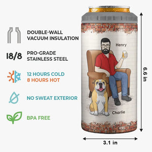 My Mates Are Dog And Beer - Dog Personalized Custom 4 In 1 Can Cooler Tumbler - Father's Day, Gift For Pet Owners, Pet Lovers