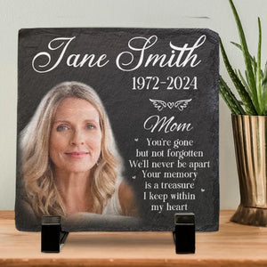 Custom Photo The Memory Becomes A Treasure - Memorial Personalized Custom Square Shaped Memorial Stone - Sympathy Gift For Family Members