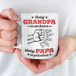 Being Grandpa Is An Honor - Family Personalized Custom 3D Inflated Effect Printed Mug - Father's Day, Gift For Dad, Grandpa