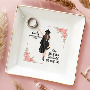 A Sweet Ending To The New Beginning - Family Personalized Custom Jewelry Dish - Graduation Gift For Family Members, Siblings, Brothers, Sisters