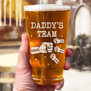 Drink Up Dad, We Won't Tell Mom - Family Personalized Custom Beer Glass - Father's Day, Gift For Dad, Grandpa