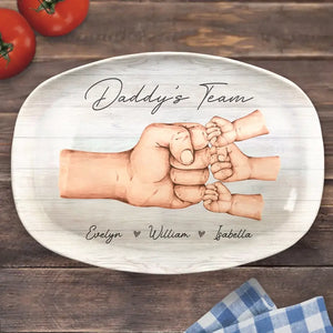 Family Means Putting Your Arms Around Each Other - Family Personalized Custom Platter - Father's Day, Gift For Dad, Grandpa