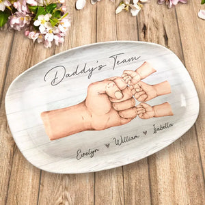 Family Means Putting Your Arms Around Each Other - Family Personalized Custom Platter - Father's Day, Gift For Dad, Grandpa