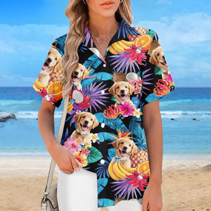 Custom Photo Coolest On The Beach - Dog & Cat Personalized Custom Unisex Tropical Hawaiian Aloha Shirt - Summer Vacation Gift, Gift For Pet Owners, Pet Lovers