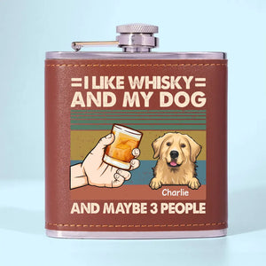 Wanna Stay Home And Chill With My Dog - Dog Personalized Custom Hip Flask - Gift For Pet Owners, Pet Lovers