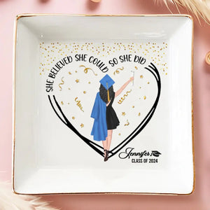 A Sweet Ending To A New Beginning - Family Personalized Custom Jewelry Dish - Graduation Gift For Family Members, Siblings, Brothers, Sisters