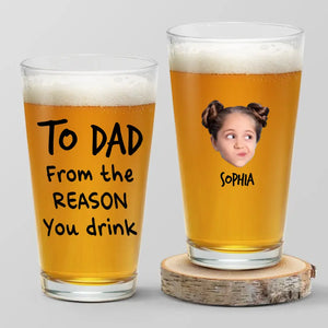 Custom Photo I'm Awesome Thank You - Family Personalized Custom Beer Glass - Father's Day, Gift For Dad, Grandpa