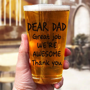 Custom Photo I'm Awesome Thank You - Family Personalized Custom Beer Glass - Father's Day, Gift For Dad, Grandpa