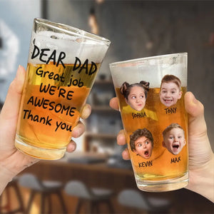 Custom Photo I'm Awesome Thank You - Family Personalized Custom Beer Glass - Father's Day, Gift For Dad, Grandpa