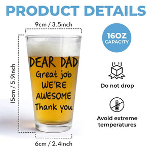 Custom Photo I'm Awesome Thank You - Family Personalized Custom Beer Glass - Father's Day, Gift For Dad, Grandpa