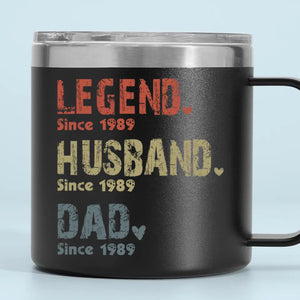 Life Of A Man - Family Personalized Custom 14oz Stainless Steel Tumbler With Handle - Father's Day, Gift For Dad, Grandpa