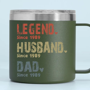 Life Of A Man - Family Personalized Custom 14oz Stainless Steel Tumbler With Handle - Father's Day, Gift For Dad, Grandpa