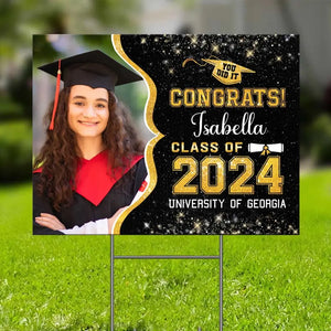 Custom Photo Congrats, You Did It - Family Personalized Custom Yard Sign - Graduation Gift For Family Members, Siblings, Brothers, Sisters