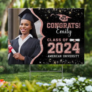 Custom Photo Congrats, You Did It - Family Personalized Custom Yard Sign - Graduation Gift For Family Members, Siblings, Brothers, Sisters