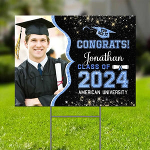 Custom Photo Congrats, You Did It - Family Personalized Custom Yard Sign - Graduation Gift For Family Members, Siblings, Brothers, Sisters