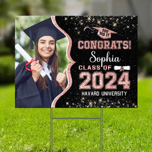 Custom Photo Congrats, You Did It - Family Personalized Custom Yard Sign - Graduation Gift For Family Members, Siblings, Brothers, Sisters