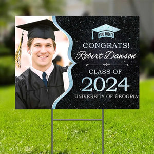 Custom Photo A Sweet Ending To The New Beginning - Family Personalized Custom Yard Sign - Graduation Gift For Family Members, Siblings, Brothers, Sisters