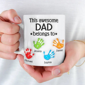 This Awesome Dad Belongs To - Family Personalized Custom 3D Inflated Effect Printed Mug - Father's Day, Gift For Dad, Grandpa