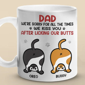 We Kiss You, We Love You - Cat Personalized Custom Mug - Father's Day, Gift For Pet Owners, Pet Lovers