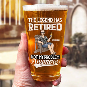 The Legend Has Retired - Family Personalized Custom Beer Glass - Father's Day, Gift For Dad, Grandpa