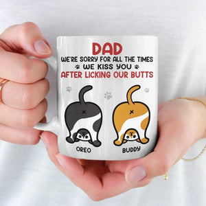 We Kiss You, We Love You - Cat Personalized Custom Mug - Father's Day, Gift For Pet Owners, Pet Lovers