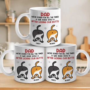 We Kiss You, We Love You - Cat Personalized Custom Mug - Father's Day, Gift For Pet Owners, Pet Lovers