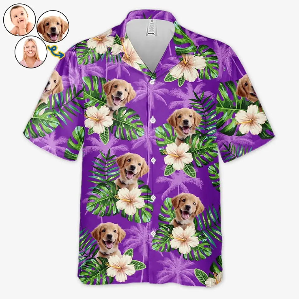 Custom Photo This Is My Vacation Time - Dog & Cat Personalized Custom Unisex Tropical Hawaiian Aloha Shirt - Summer Vacation Gift, Gift For Pet Owners, Pet Lovers