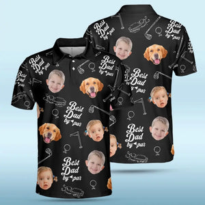 Custom Photo Best Dad By Par - Family Personalized Custom All Over Print Polo Shirt - Father's Day, Gift For Dad, Pet Owners, Pet Lovers