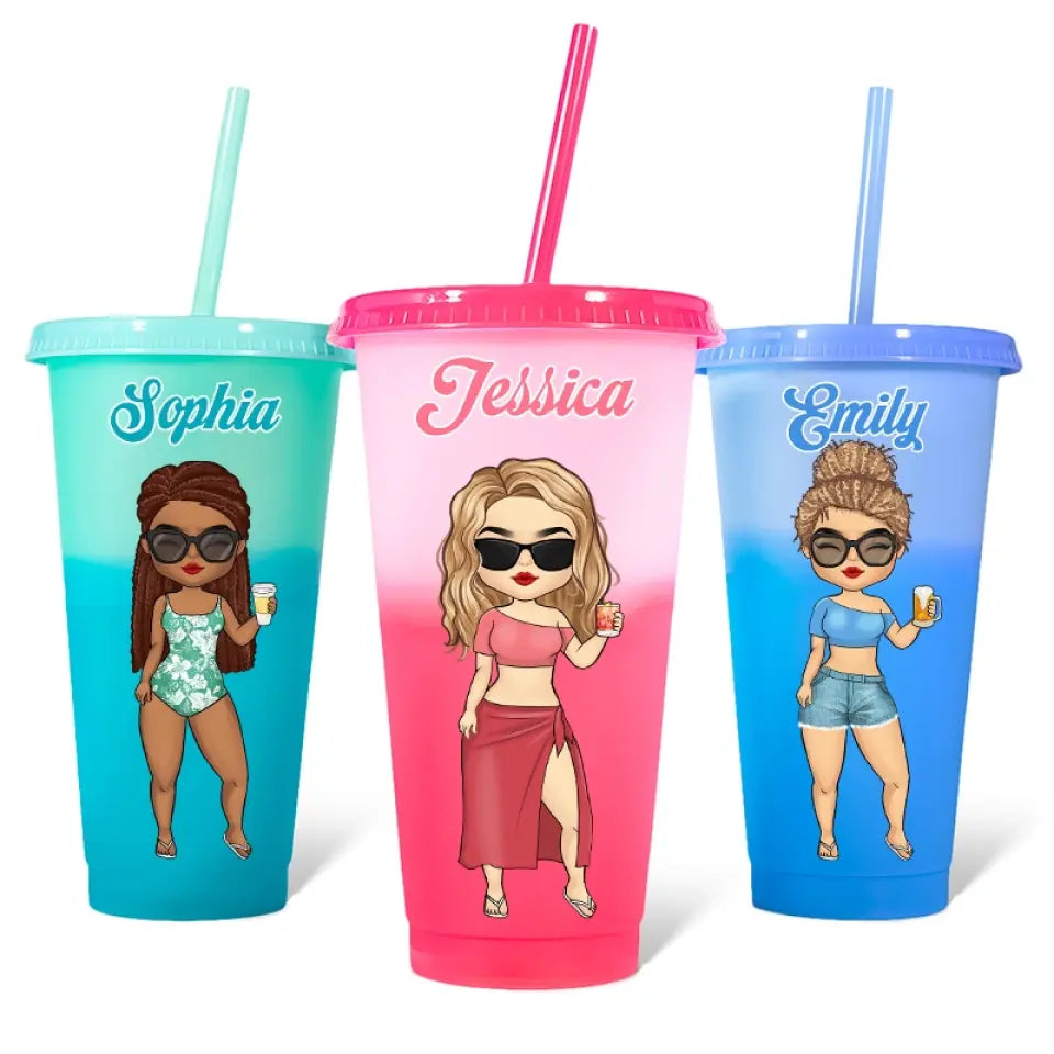 Smell The Sea, And Feel The Sky - Bestie Personalized Custom Changing Color Cup - Summer Vacation Gift, Birthday Pool Party Gift For Best Friends, BFF, Sisters