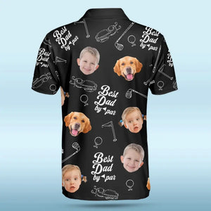 Custom Photo Best Dad By Par - Family Personalized Custom All Over Print Polo Shirt - Father's Day, Gift For Dad, Pet Owners, Pet Lovers