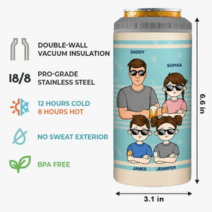 Dear Dad Great Job We're Awesome - Family Personalized Custom 4 In 1 Can Cooler Tumbler - Father's Day, Gift For Dad, Grandpa