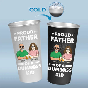 Dear Dad Great Job We're Awesome - Family Personalized Custom Aluminum Changing Color Cup - Father's Day, Gift For Dad, Grandpa