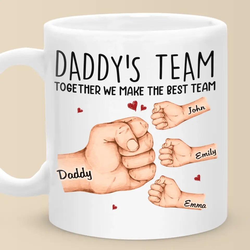 Together We Make The Best Team - Family Personalized Custom Mug - Father's Day, Gift For Dad, Grandpa