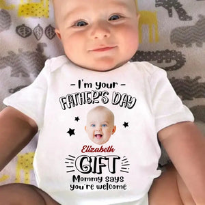 Custom Photo A Little Bit Of Heaven Sent Down To Earth - Family Personalized Custom Baby Onesie - Father's Day, Baby Shower Gift, Gift For First Dad