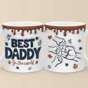 Best Papa In The World - Family Personalized Custom 3D Inflated Effect Printed Mug - Father's Day, Gift For Dad, Grandpa