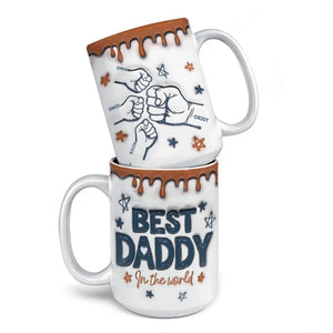 Best Papa In The World - Family Personalized Custom 3D Inflated Effect Printed Mug - Father's Day, Gift For Dad, Grandpa