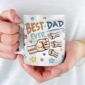 A Son's First Hero, A Daughter's First Love - Family Personalized Custom 3D Inflated Effect Printed Mug - Father's Day, Gift For Dad