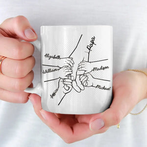 Our Fingers Together - Family Personalized Custom Mug - Father's Day, Gift For Dad, Grandpa