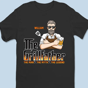 The Grillfather, The Real Master - Family Personalized Custom Unisex T-shirt, Hoodie, Sweatshirt - Father's Day, Gift For Dad, Grandpa