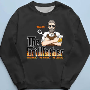 The Grillfather, The Real Master - Family Personalized Custom Unisex T-shirt, Hoodie, Sweatshirt - Father's Day, Gift For Dad, Grandpa