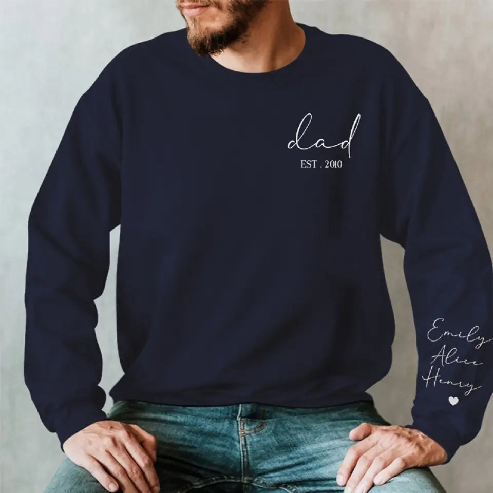 The Special Bond Between Dad And Children - Family Personalized Custom Embroidered Sweatshirt - Father's Day, Gift For Dad, Grandpa