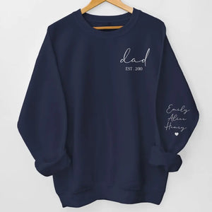 The Special Bond Between Dad And Children - Family Personalized Custom Embroidered Sweatshirt - Father's Day, Gift For Dad, Grandpa