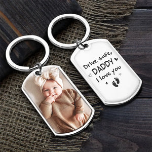 Custom Photo Daddy, Your Safety Is Priority - Family Personalized Custom Keychain - Father's Day, Birthday Gift For First Dad