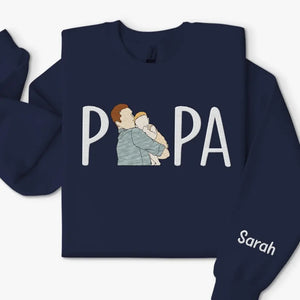 Custom Photo Thanks To Him, I Could See A Future - Family Personalized Custom Full Embroidered Sweatshirt - Father's Day, Gift For Dad