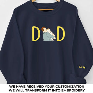 Custom Photo Thanks To Him, I Could See A Future - Family Personalized Custom Full Embroidered Sweatshirt - Father's Day, Gift For Dad