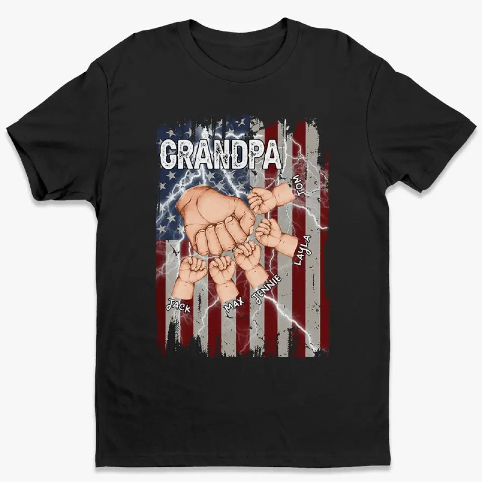 This Awesome Grandpa Belongs To - Family Personalized Custom Unisex T-shirt, Hoodie, Sweatshirt - 4th of July, Father's Day, Gift For Dad, Grandpa