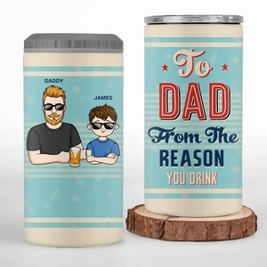 Dear Dad Great Job We're Awesome - Family Personalized Custom 4 In 1 Can Cooler Tumbler - Father's Day, Gift For Dad, Grandpa