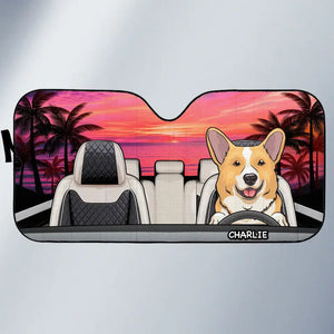 The Journey Of Life Is Sweeter When Traveled With A Dog - Dog & Cat Personalized Custom Auto Windshield Sunshade, Car Window Protector - Gift For Pet Owners, Pet Lovers