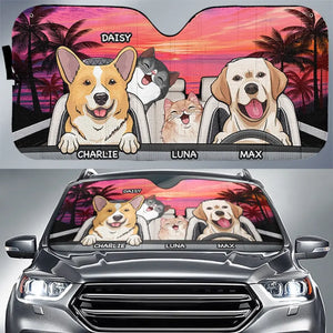 The Journey Of Life Is Sweeter When Traveled With A Dog - Dog & Cat Personalized Custom Auto Windshield Sunshade, Car Window Protector - Gift For Pet Owners, Pet Lovers