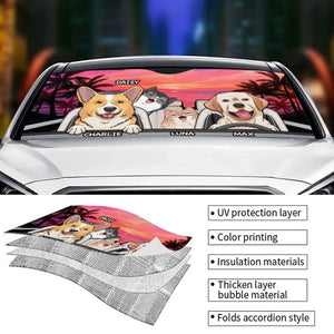 The Journey Of Life Is Sweeter When Traveled With A Dog - Dog & Cat Personalized Custom Auto Windshield Sunshade, Car Window Protector - Gift For Pet Owners, Pet Lovers